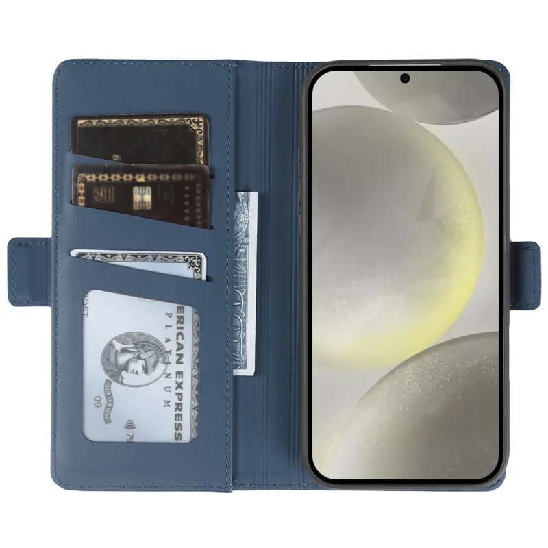 For Samsung Galaxy S24 Leather Case Wallet Stand TPU + PU Skin-touch Cover - Blue