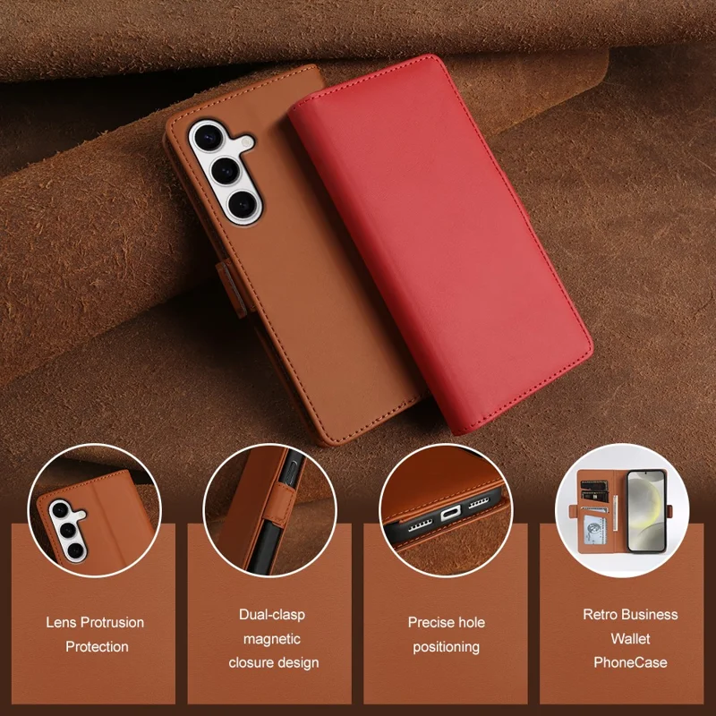 For Samsung Galaxy S24 Leather Case Wallet Stand TPU + PU Skin-touch Cover - Blue