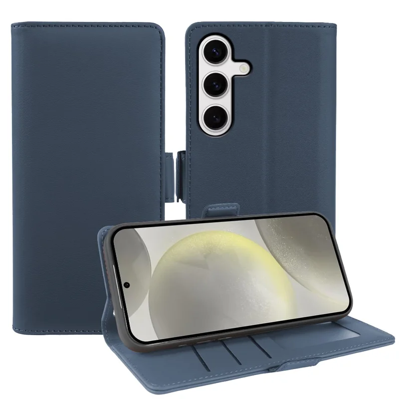 For Samsung Galaxy S24+ Leather Case Wallet Stand TPU + PU Skin-touch Cover - Blue
