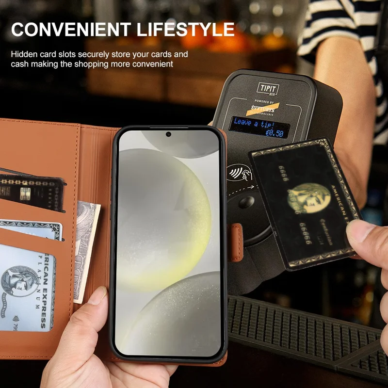 For Samsung Galaxy S24+ Leather Case Wallet Stand TPU + PU Skin-touch Cover - Blue