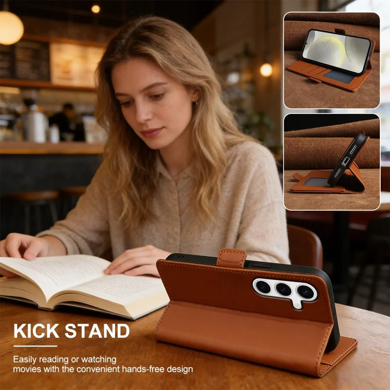 For Samsung Galaxy S24+ Leather Case Wallet Stand TPU + PU Skin-touch Cover - Blue