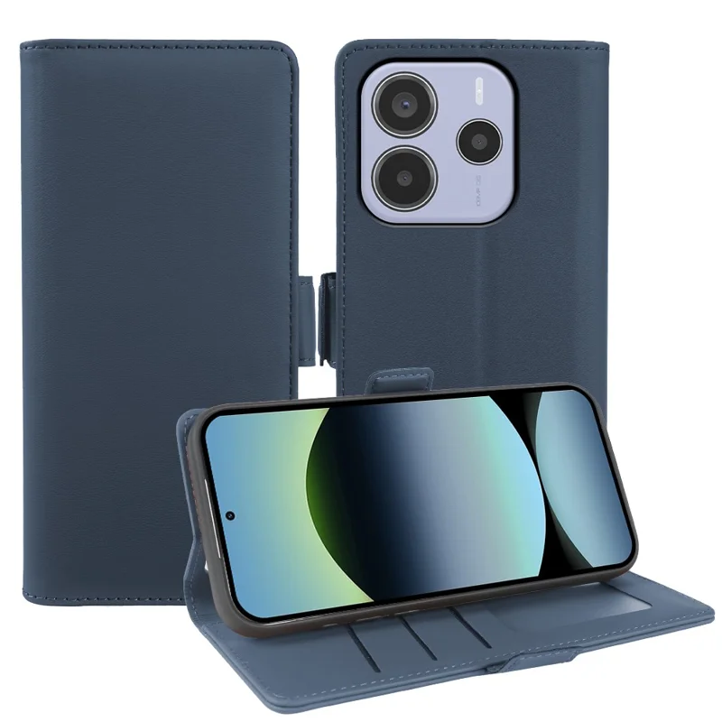 For Xiaomi Redmi Note 14 5G Leather Case Wallet Stand TPU + PU Skin-touch Cover - Blue