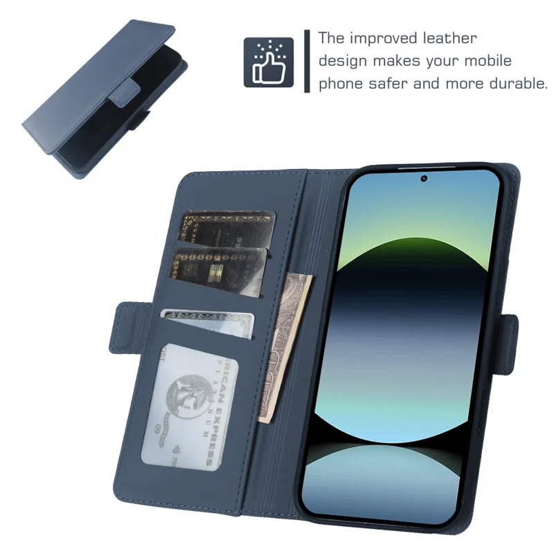 For Xiaomi Redmi Note 14 5G Leather Case Wallet Stand TPU + PU Skin-touch Cover - Blue