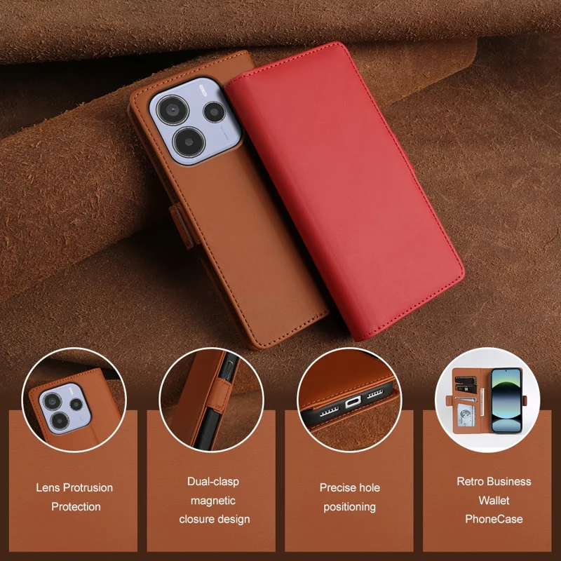 For Xiaomi Redmi Note 14 5G Leather Case Wallet Stand TPU + PU Skin-touch Cover - Blue