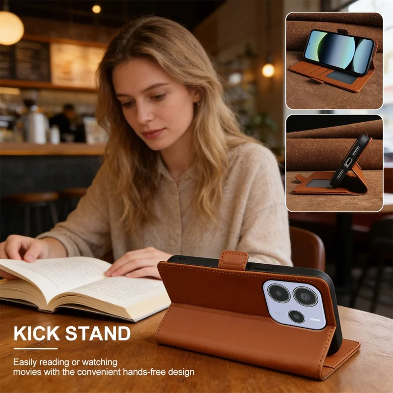 For Xiaomi Redmi Note 14 5G Leather Case Wallet Stand TPU + PU Skin-touch Cover - Blue