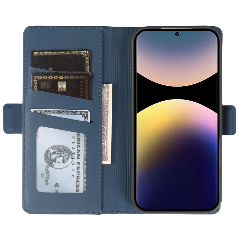 For Xiaomi Redmi Note 14 Pro 4G Leather Case Wallet Stand TPU + PU Skin-touch Cover - Blue