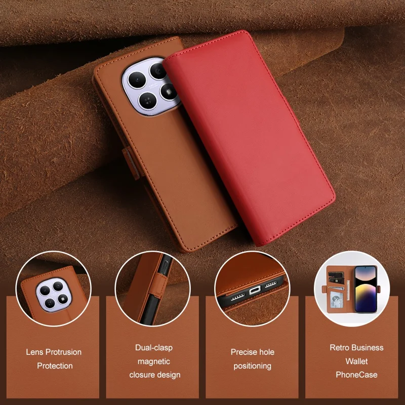 For Xiaomi Redmi Note 14 Pro 4G Leather Case Wallet Stand TPU + PU Skin-touch Cover - Blue