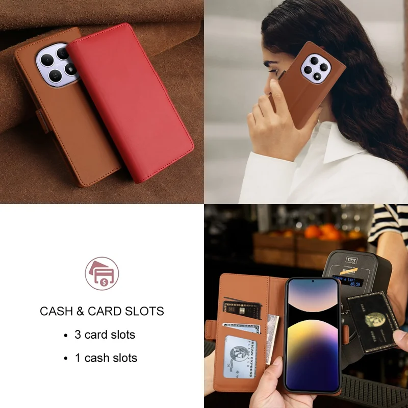 For Xiaomi Redmi Note 14 Pro 4G Leather Case Wallet Stand TPU + PU Skin-touch Cover - Blue