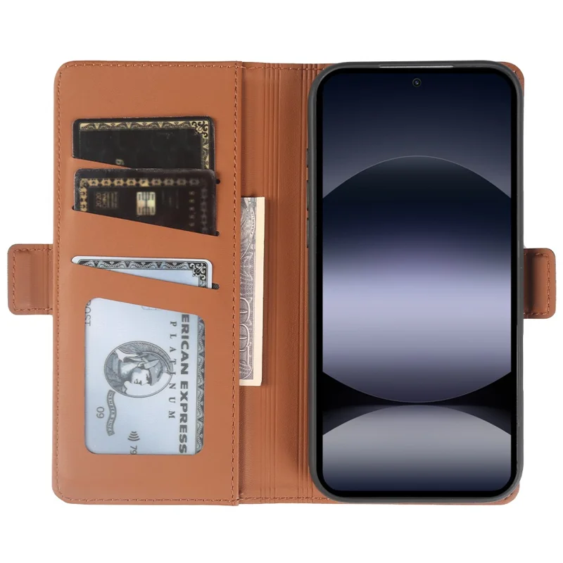 For Xiaomi Redmi Note 14 Pro 5G  /  Poco X7 5G Leather Case Wallet Stand TPU + PU Skin-touch Cover - Brown