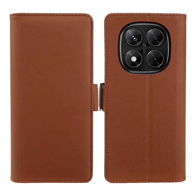 For Xiaomi Redmi Note 14 Pro 5G  /  Poco X7 5G Leather Case Wallet Stand TPU + PU Skin-touch Cover - Brown