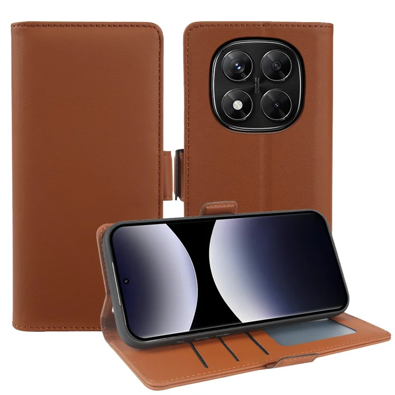 For Xiaomi Redmi Note 14 Pro+ 5G Leather Case Wallet Stand TPU + PU Skin-touch Cover - Brown