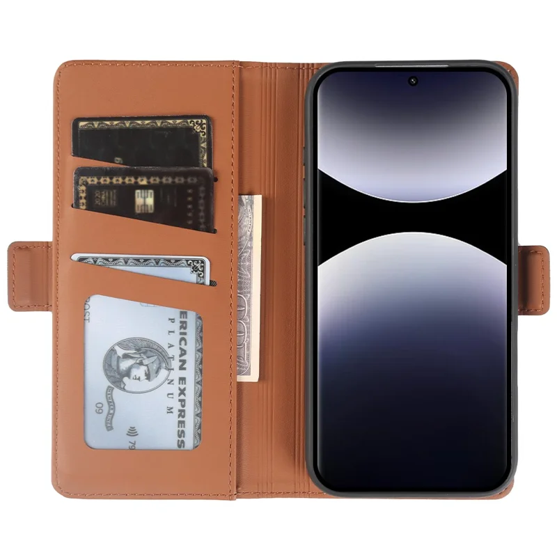 For Xiaomi Redmi Note 14 Pro+ 5G Leather Case Wallet Stand TPU + PU Skin-touch Cover - Brown