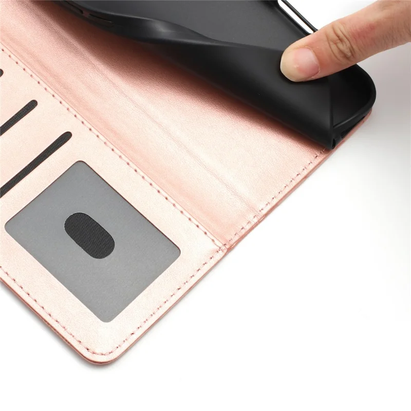 For Samsung Galaxy A26 5G Wallet Case Litchi Texture Leather Flip Cover with Card Slots and Hand Strap - Pink