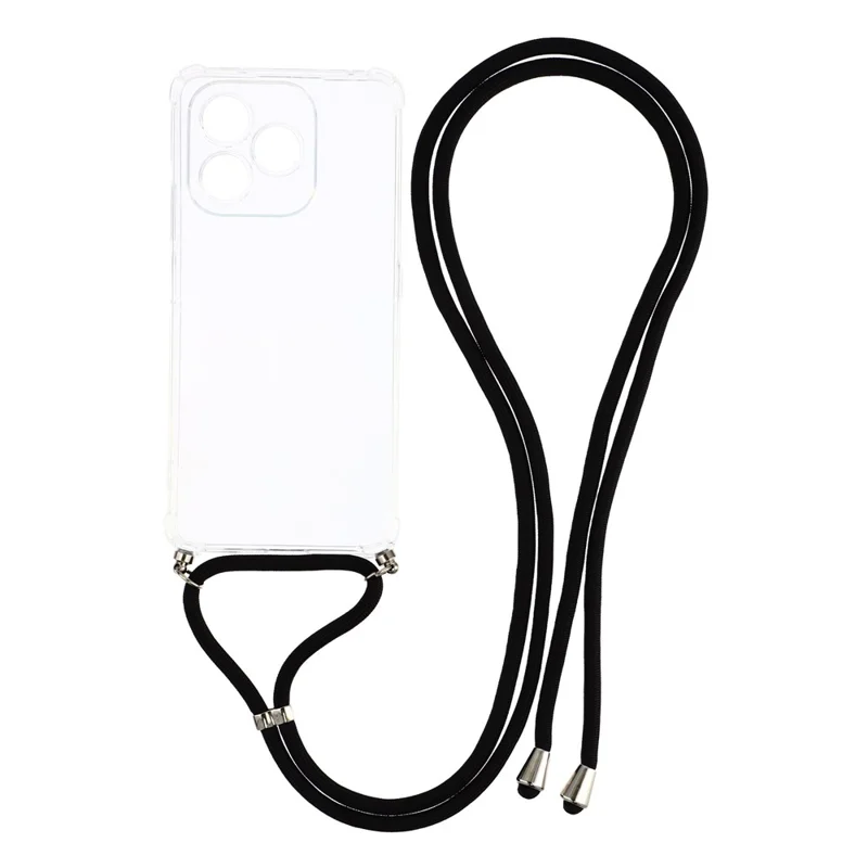 For Honor X8d 4G Case Reinforced Corner TPU Clear Phone Cover with Lanyard - Transparent