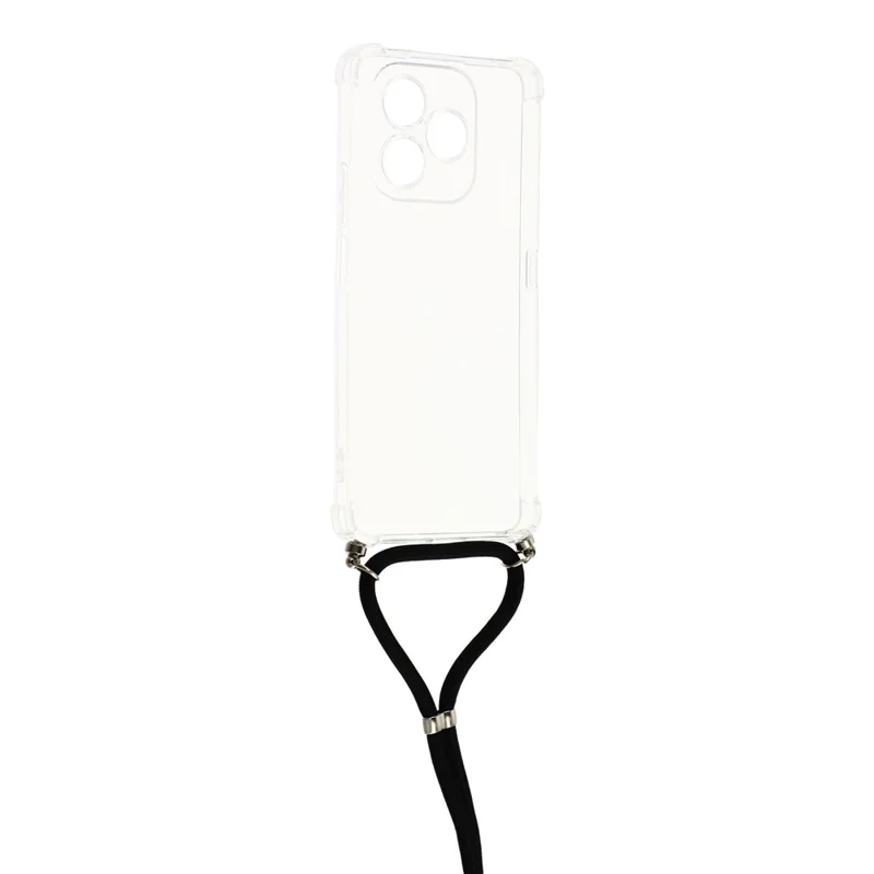 For Honor X8d 4G Case Reinforced Corner TPU Clear Phone Cover with Lanyard - Transparent