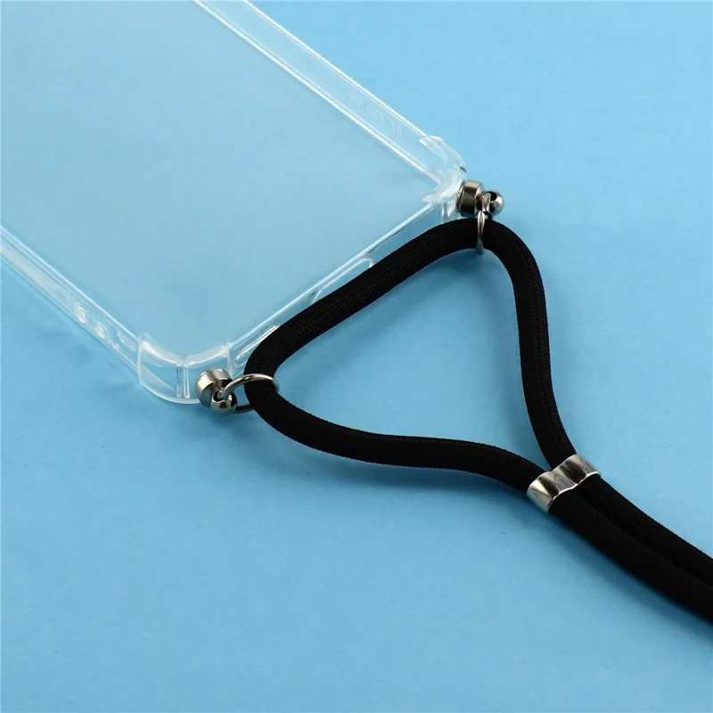 For Honor X8d 4G Case Reinforced Corner TPU Clear Phone Cover with Lanyard - Transparent