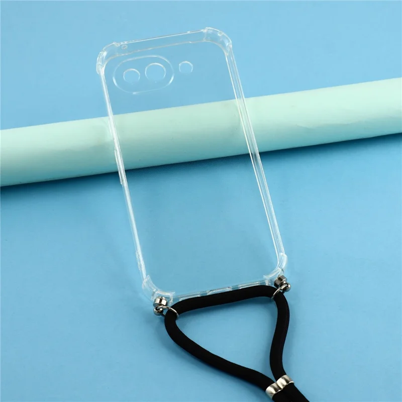 Чехол для Google Pixel 10a, прозрачный ТПУ-чехол с усиленными углами и ремешком — прозрачный