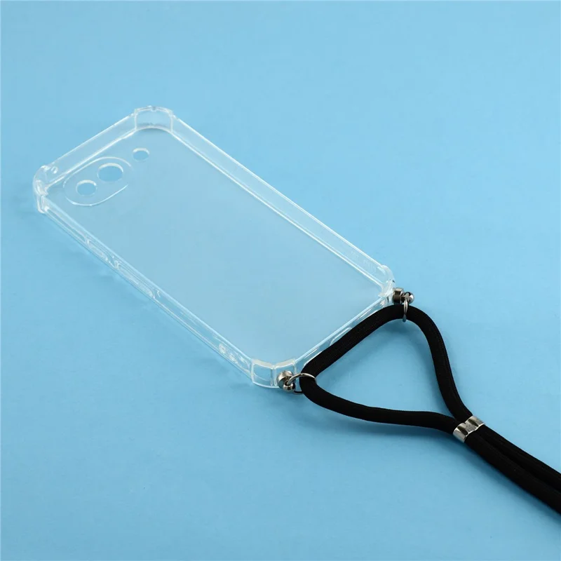 Чехол для Google Pixel 10a, прозрачный ТПУ-чехол с усиленными углами и ремешком — прозрачный