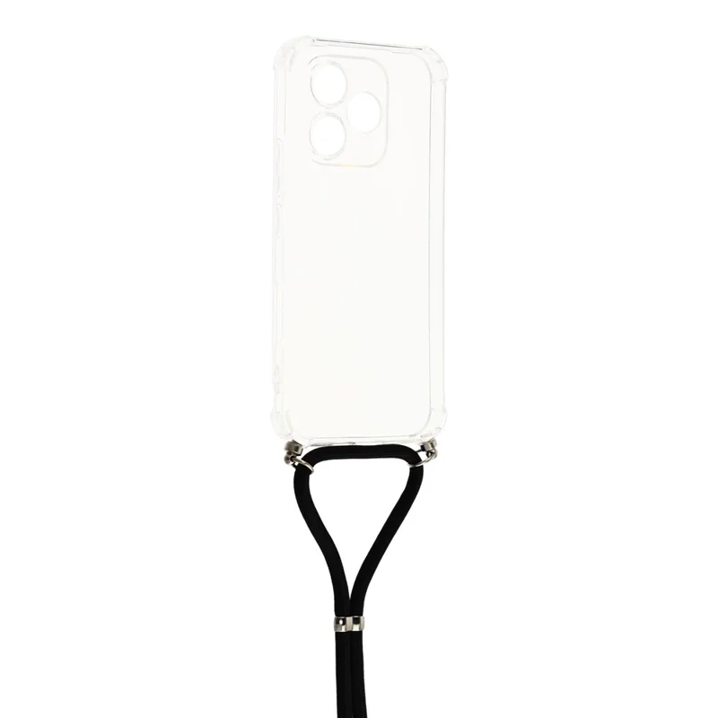 For Honor 600 Lite 5G Case Reinforced Corner TPU Clear Phone Cover with Lanyard - Transparent