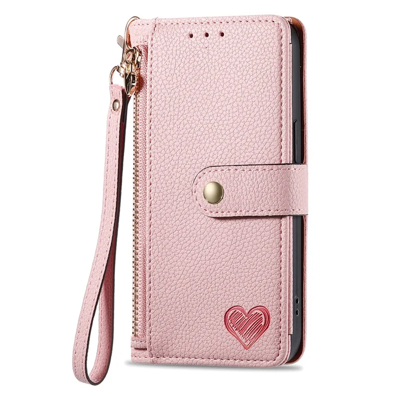 For Xiaomi Poco X8 Pro Max 5G  /  Redmi Turbo 5 Max 5G Case RFID Blocking Zipper Pocket Leather Wallet Phone Cover with Strap - Pink