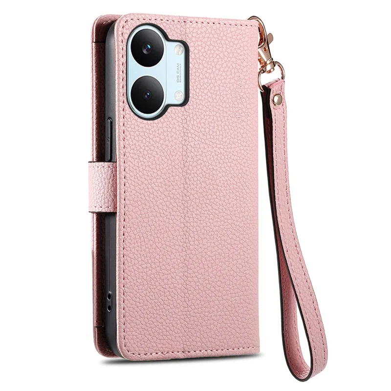 For Xiaomi Poco X8 Pro Max 5G  /  Redmi Turbo 5 Max 5G Case RFID Blocking Zipper Pocket Leather Wallet Phone Cover with Strap - Pink