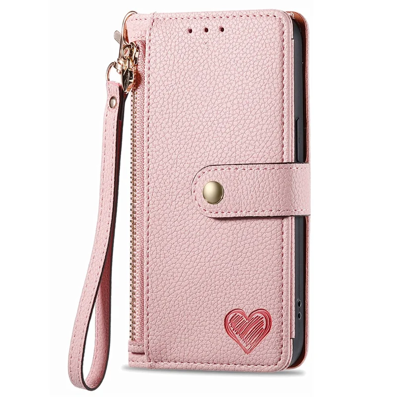 Case For Xiaomi Poco X8 Pro 5G  /  Redmi Turbo 5 5G RFID Blocking Zipper Pocket Leather Wallet Phone Cover with Strap - Pink