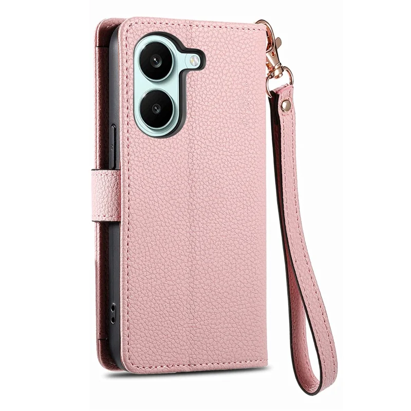 Case For Xiaomi Poco X8 Pro 5G  /  Redmi Turbo 5 5G RFID Blocking Zipper Pocket Leather Wallet Phone Cover with Strap - Pink