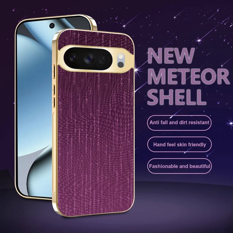 Case For Google Pixel 10 Pro  /  10 Electroplating Shooting Star Pattern PU + TPU + PC Phone Back Cover - Purple