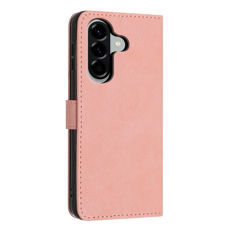 For Samsung Galaxy A56 5G Wallet Case Litchi Texture Leather Flip Cover with Card Slots and Hand Strap - Pink