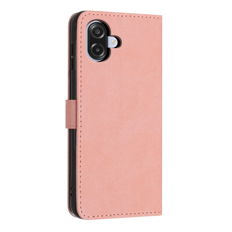 Wallet Case For Samsung Galaxy A07 4G  /  5G Litchi Texture Leather Flip Cover with Card Slots and Hand Strap - Pink