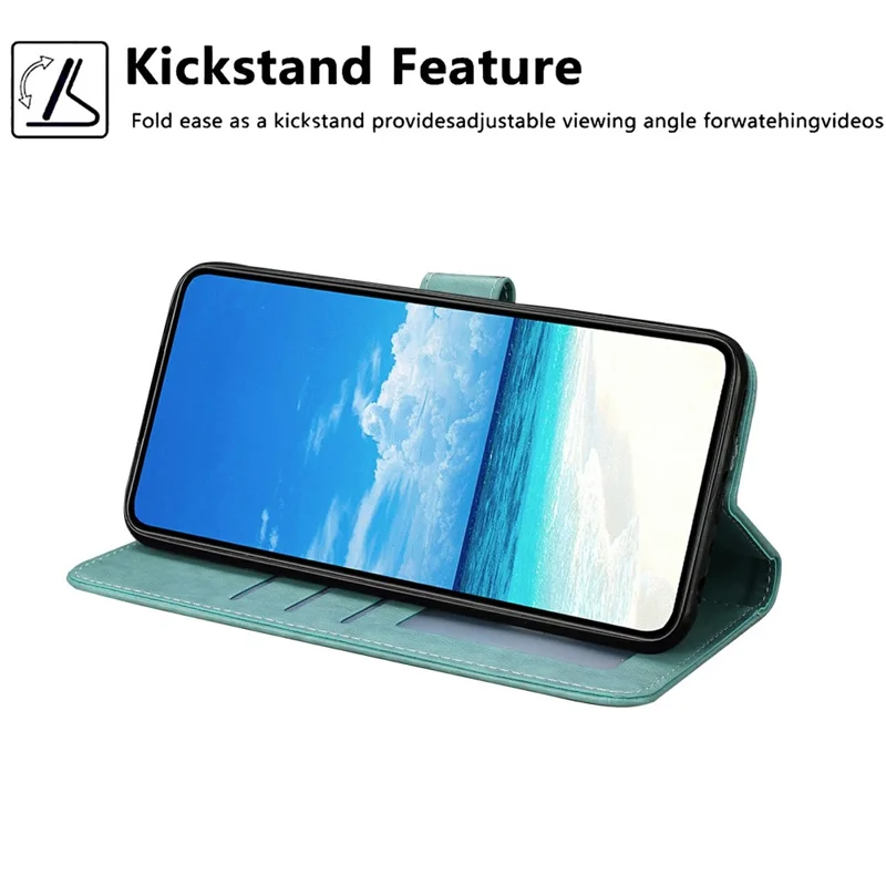 For Samsung Galaxy S25 FE Wallet Case Litchi Texture Leather Flip Cover with Card Slots and Hand Strap - Green