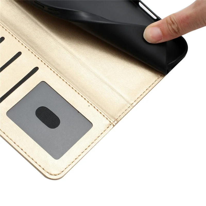 For iPhone 17 Wallet Case Litchi Texture Leather Flip Cover with Card Slots and Hand Strap - Brown