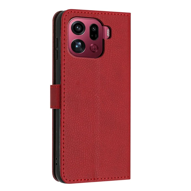 For Oppo Find X9 Pro 5G Wallet Case Litchi Texture Leather Flip Cover with Card Slots and Hand Strap - Red
