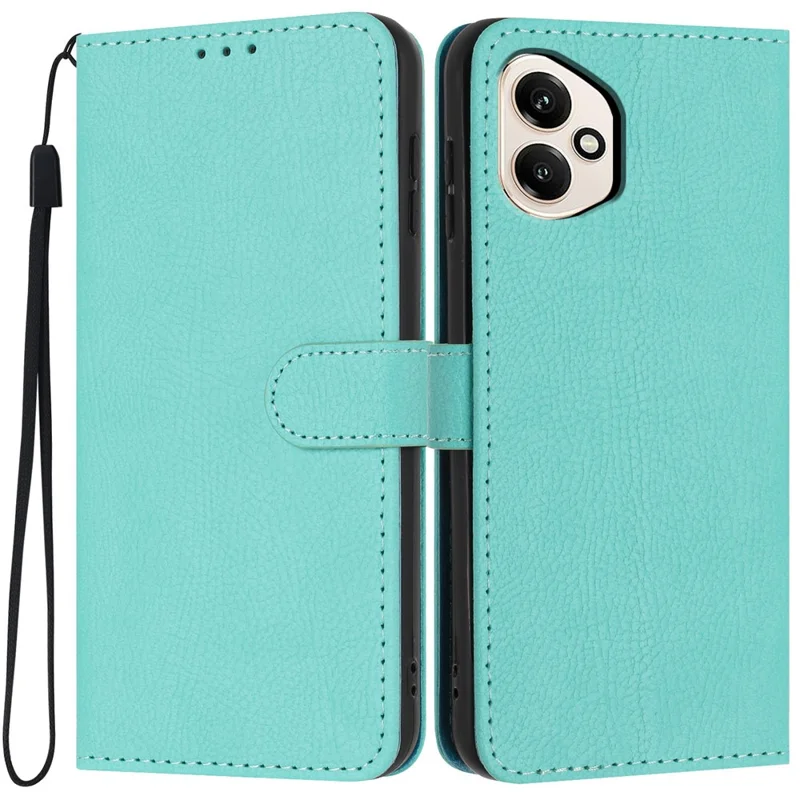 For Honor 400 5G (Global) Wallet Case Litchi Texture Leather Flip Cover with Card Slots and Hand Strap - Green