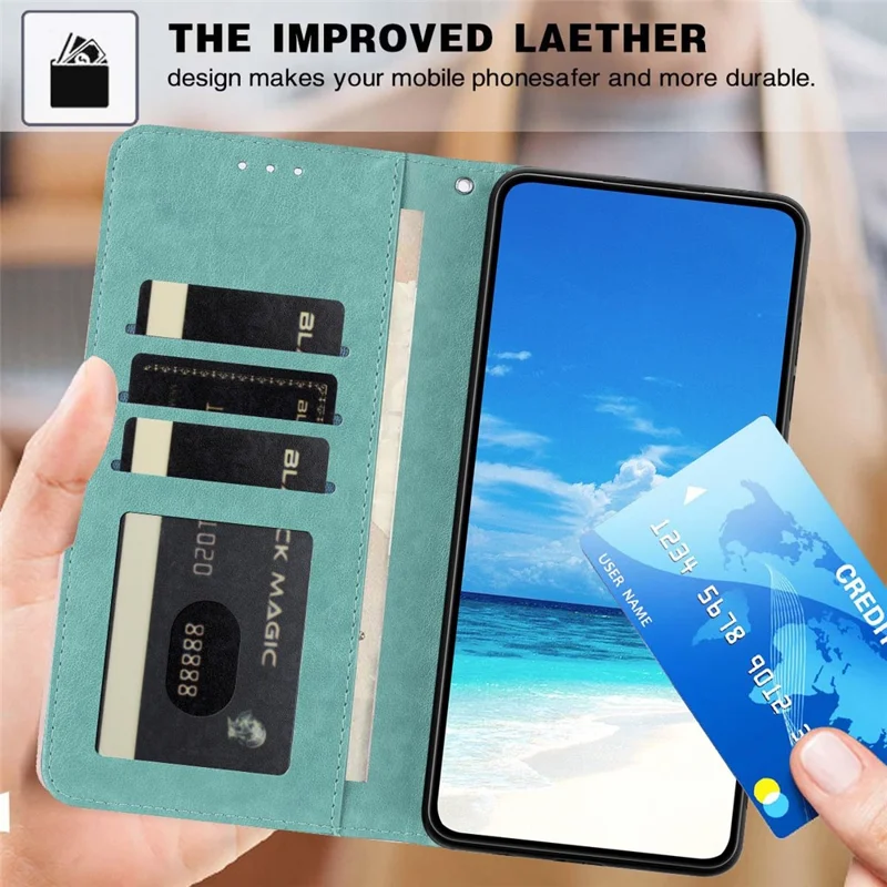 For Honor 400 5G (Global) Wallet Case Litchi Texture Leather Flip Cover with Card Slots and Hand Strap - Green
