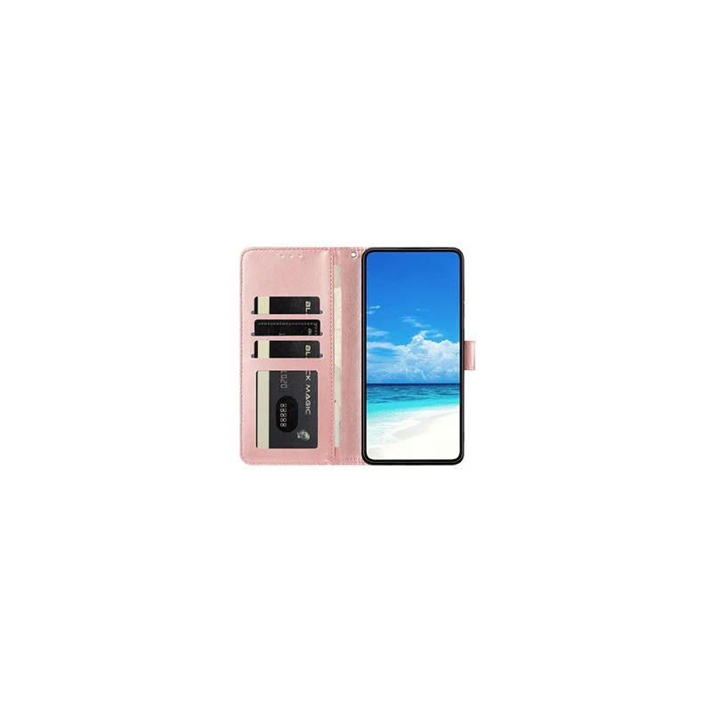 For OnePlus 15 5G Wallet Case Litchi Texture Leather Flip Cover with Card Slots and Hand Strap - Pink