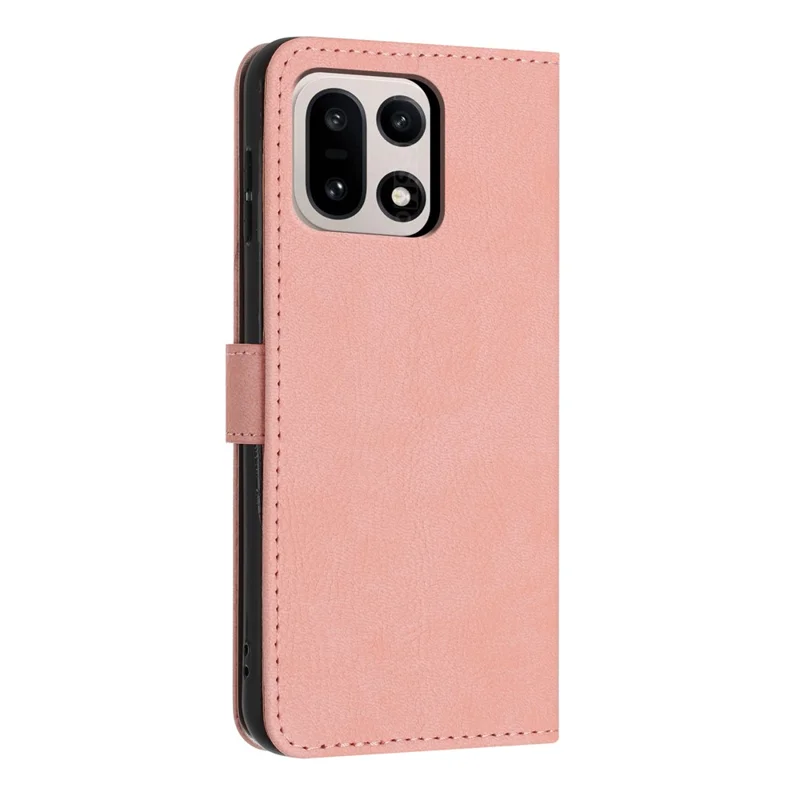 For OnePlus 15 5G Wallet Case Litchi Texture Leather Flip Cover with Card Slots and Hand Strap - Pink