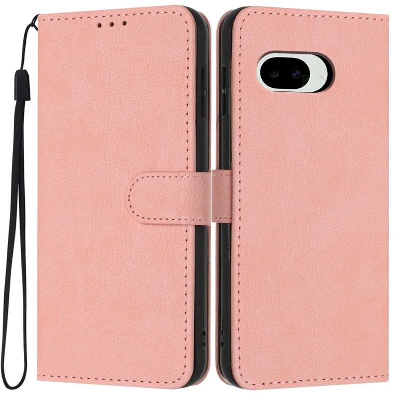 For Google Pixel 10a Wallet Case Litchi Texture Leather Flip Cover with Card Slots and Hand Strap - Pink
