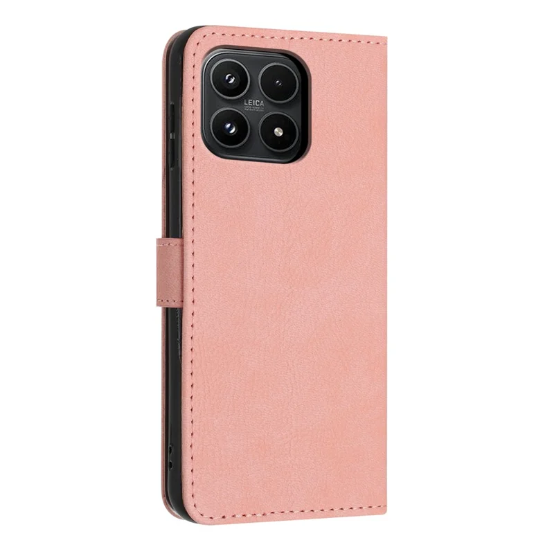 For Xiaomi 17 Wallet Case Litchi Texture Leather Flip Cover with Card Slots and Hand Strap - Pink