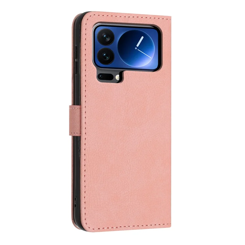 For Xiaomi 17 Pro Wallet Case Litchi Texture Leather Flip Cover with Card Slots and Hand Strap - Pink