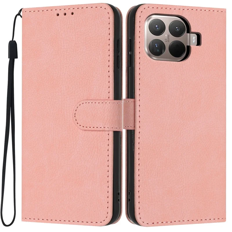For Xiaomi 15T Pro Wallet Case Litchi Texture Leather Flip Cover with Card Slots and Hand Strap - Pink
