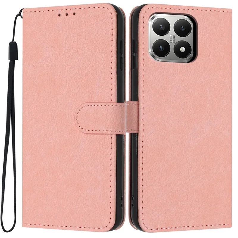 For Xiaomi 15T Wallet Case Litchi Texture Leather Flip Cover with Card Slots and Hand Strap - Pink