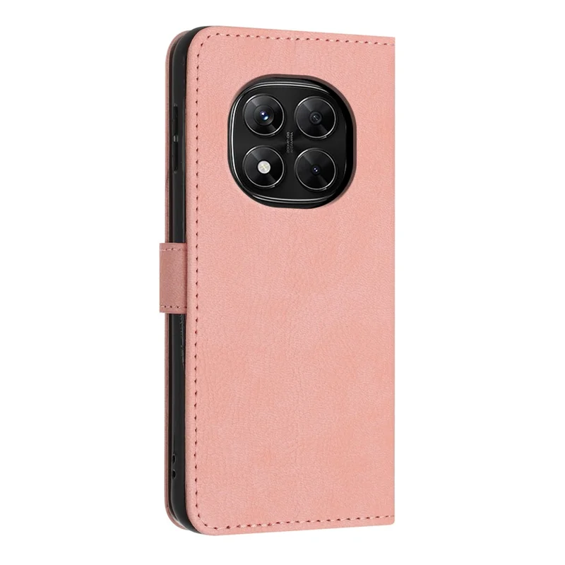 Wallet Case For Xiaomi Redmi Note 14 Pro 5G  /  Poco X7 5G Litchi Texture Leather Flip Cover with Card Slots and Hand Strap - Pink