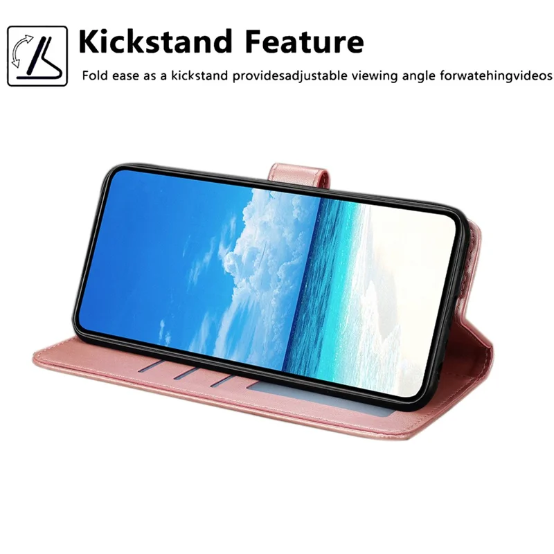 For Xiaomi Redmi Note 14 5G Wallet Case Litchi Texture Leather Flip Cover with Card Slots and Hand Strap - Pink