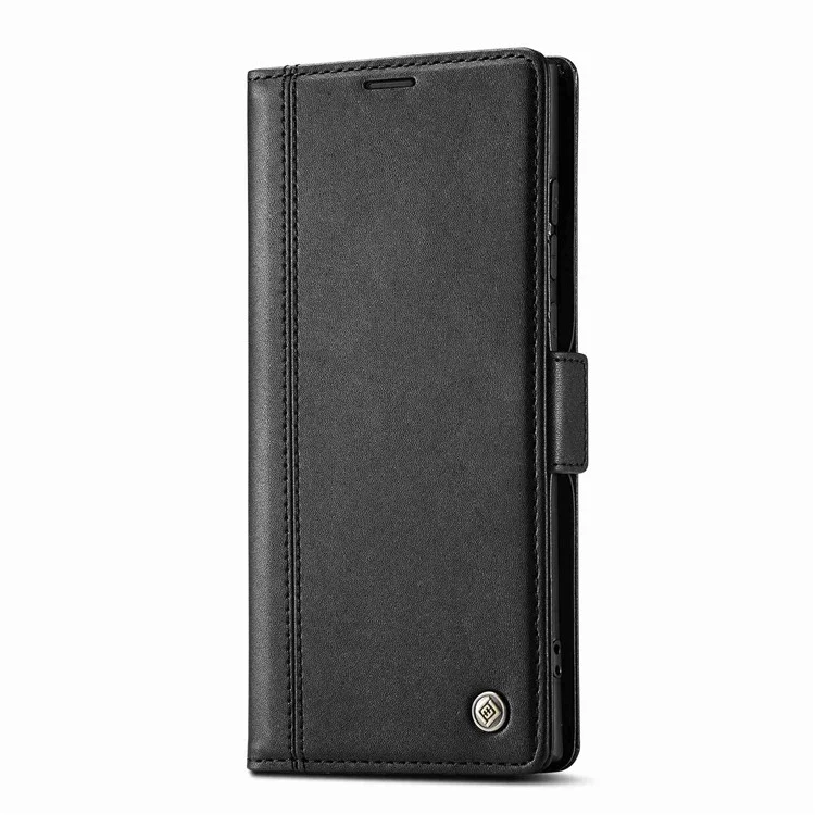 LC.IMEEKE for Samsung Galaxy S23 Ultra PU Leather Wallet Flip Phone Cover Stand Dual Magnetic Clasp Protective Folio Case - Black