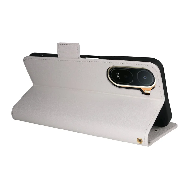 For Xiaomi Redmi A7 Pro 4G Case Litchi Texture Wallet Leather Phone Cover with Wrist Strap - White