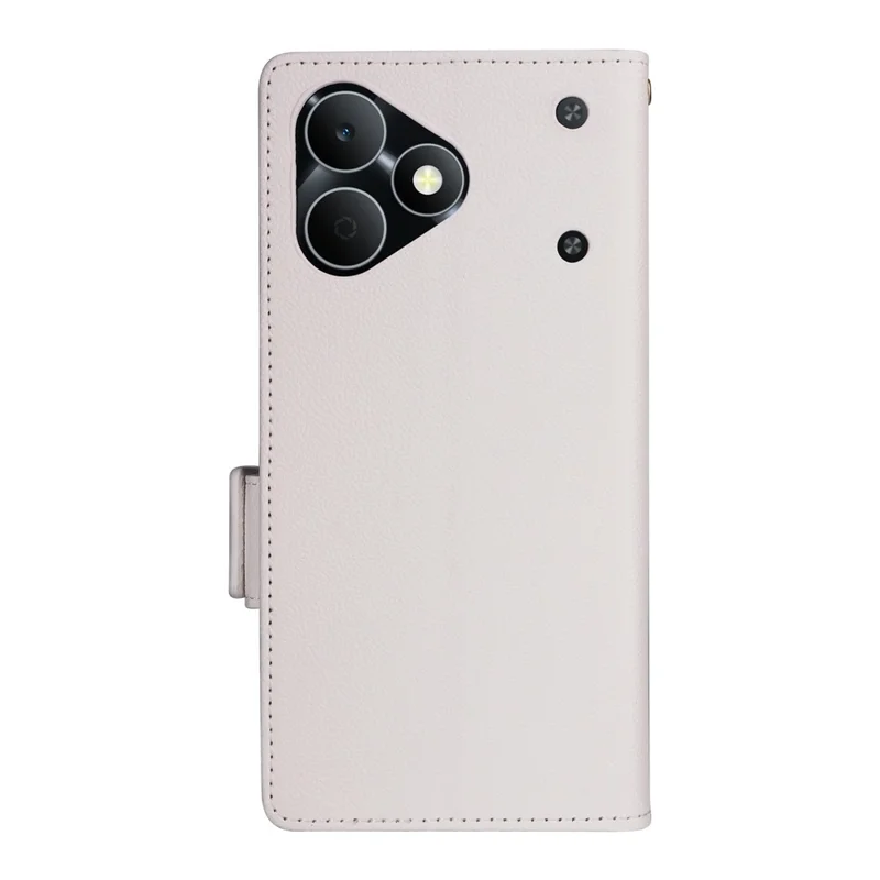 For Realme Note 80 4G Case Litchi Texture Wallet Leather Phone Cover with Wrist Strap - White