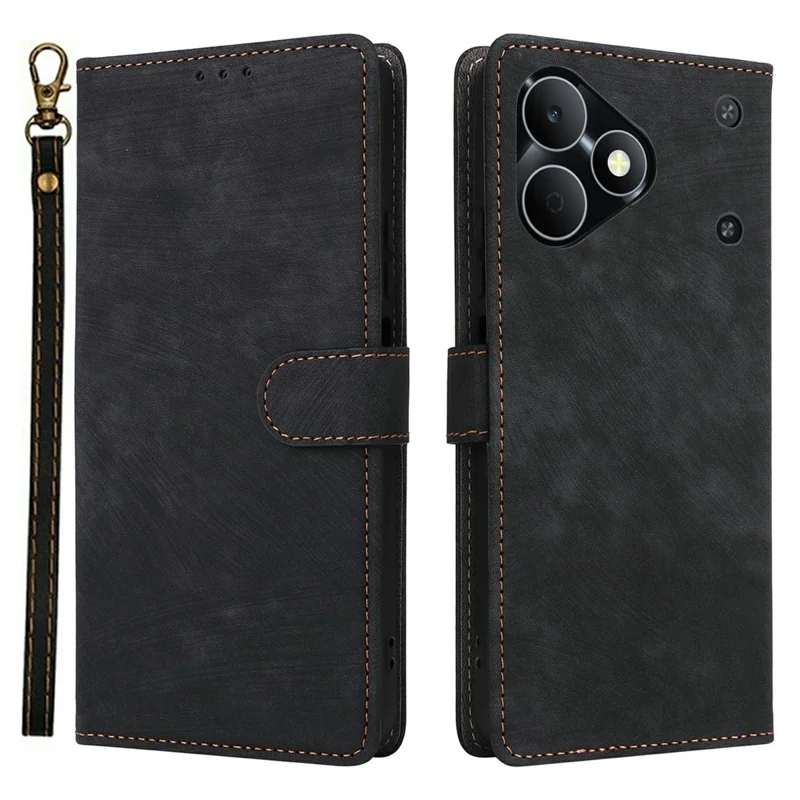 For Realme Note 80 4G Case Wallet RFID Blocking PU Leather Phone Cover Stand with Strap - Black