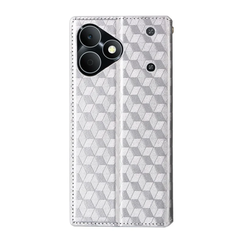 For Realme Note 80 4G Case Wallet Rhombus Imprinted PU Leather Phone Cover - Silver