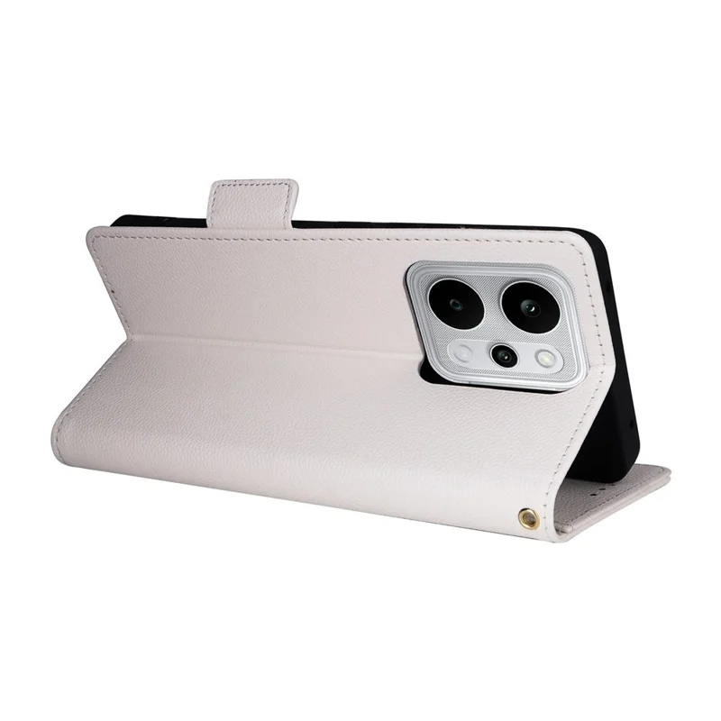 For Realme P4 Power 5G Case Litchi Texture Wallet Leather Phone Cover with Wrist Strap - White